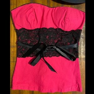 Hot pink strapless top (S)